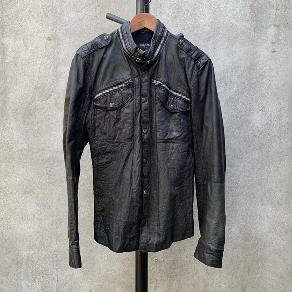 All Saints Other - Allsaints Distressed Leather Shirt Jacket